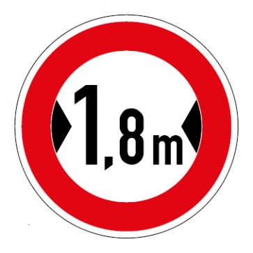Aufkleber Verkehrszeichen Durchfahrtsbreite 1,8 Meter