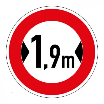 Schild Verkehrszeichen Durchfahrtsbreite  1,9 Meter · MAGNETSCHILD