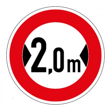 Schild Verkehrszeichen Durchfahrtsbreite  2,0 Meter