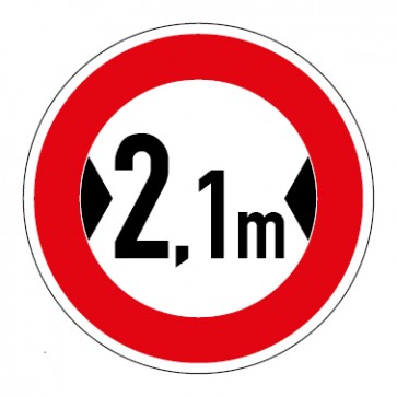 Aufkleber Verkehrszeichen Durchfahrtsbreite 2,1 Meter
