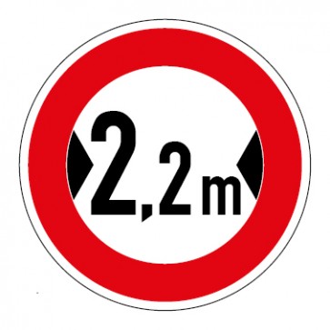 Aufkleber Verkehrszeichen Durchfahrtsbreite 2,2 Meter