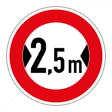 Schild Verkehrszeichen Durchfahrtsbreite  2,5 Meter