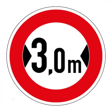 Aufkleber Verkehrszeichen Durchfahrtsbreite 3,0 Meter