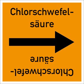 Rohrleitungskennzeichnung viereckig Chlorschwefelsäure · MAGNETSCHILD