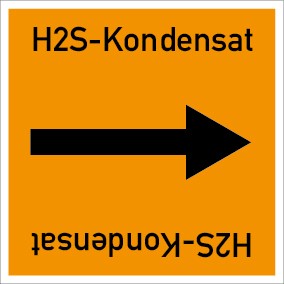 Schild Rohrleitungskennzeichnung viereckig H2S-Kondensat · selbstklebend