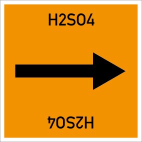 Schild Rohrleitungskennzeichnung viereckig H2SO4 · selbstklebend