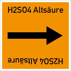 Rohrleitungskennzeichnung viereckig H2SO4 Altsäure · Aufkleber | stark haftend