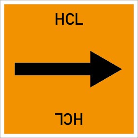 Schild Rohrleitungskennzeichnung viereckig HCL · selbstklebend