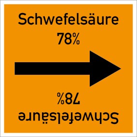 Rohrleitungskennzeichnung viereckig Schwefelsäure 78% · ALU-SCHILD