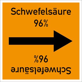 Rohrleitungskennzeichnung viereckig Schwefelsäure 96% · ALU-SCHILD