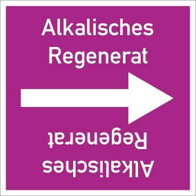 Rohrleitungskennzeichnung viereckig Alkalisches Regenerat · Aufkleber | stark haftend