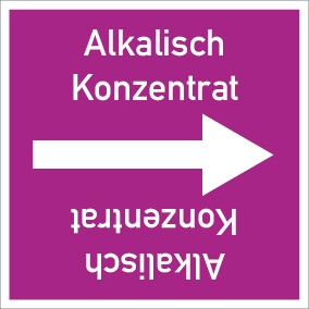 Rohrleitungskennzeichnung viereckig Alkalisch Konzentrat · ALU-SCHILD