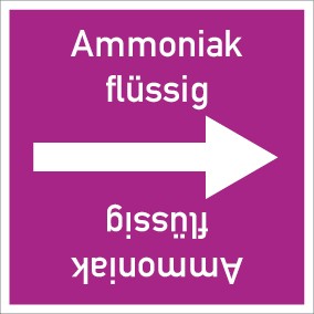 Rohrleitungskennzeichnung viereckig Ammoniak flüssig · ALU-SCHILD