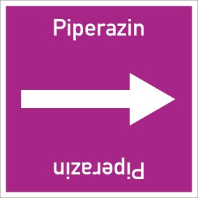 Rohrleitungskennzeichnung viereckig Piperazin · ALU-SCHILD