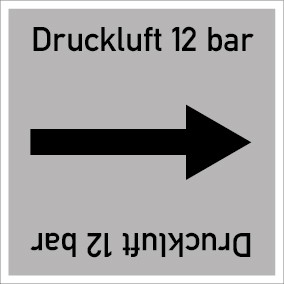 Rohrleitungskennzeichnung viereckig Druckluft 12 bar · ALU-SCHILD
