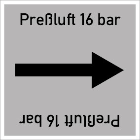 Rohrleitungskennzeichnung viereckig Preßluft 16 bar · ALU-SCHILD