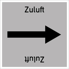 Rohrleitungskennzeichnung viereckig Zuluft · ALU-SCHILD