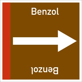 Schild Rohrleitungskennzeichnung viereckig Benzol · selbstklebend