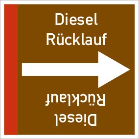 Rohrleitungskennzeichnung viereckig Diesel Rücklauf · ALU-SCHILD