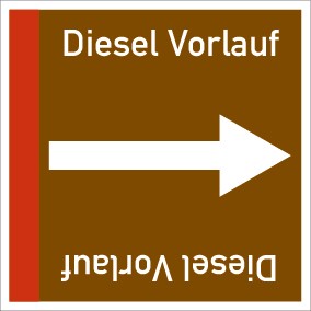Rohrleitungskennzeichnung viereckig Diesel Vorlauf · Aufkleber | stark haftend