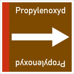 Rohrleitungskennzeichnung viereckig Propylenoxyd · Aufkleber | stark haftend