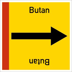 Schild Rohrleitungskennzeichnung viereckig Butan · selbstklebend