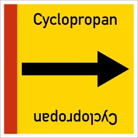 Schild Rohrleitungskennzeichnung viereckig Cyclopropan · selbstklebend