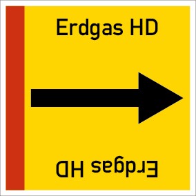 Rohrleitungskennzeichnung viereckig Erdgas HD · Aufkleber | stark haftend