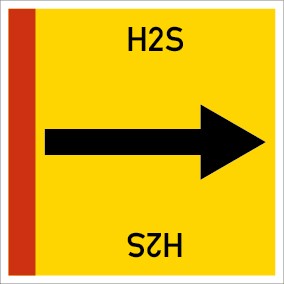 Rohrleitungskennzeichnung viereckig H2S · Aufkleber | stark haftend