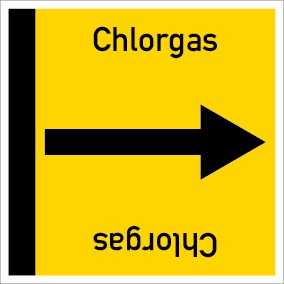 Rohrleitungskennzeichnung viereckig Chlorgas · Aufkleber | stark haftend