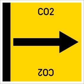 Rohrleitungskennzeichnung viereckig CO2 · Aufkleber | stark haftend