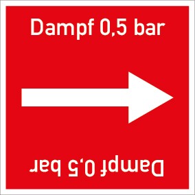 Rohrleitungskennzeichnung viereckig Dampf 0,5 bar · MAGNETSCHILD