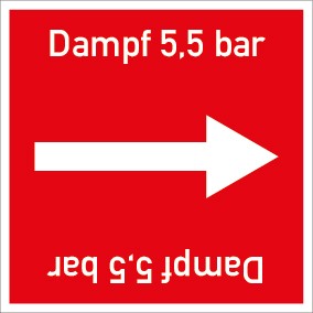 Rohrleitungskennzeichnung viereckig Dampf 5,5 bar · ALU-SCHILD
