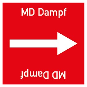 Schild Rohrleitungskennzeichnung viereckig MD Dampf · selbstklebend