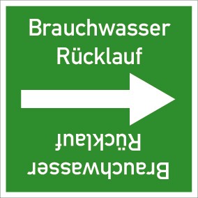 Rohrleitungskennzeichnung viereckig Brauchwasser Rückl. · Aufkleber