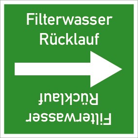 Rohrleitungskennzeichnung viereckig Filterwasser Rücklauf · ALU-SCHILD