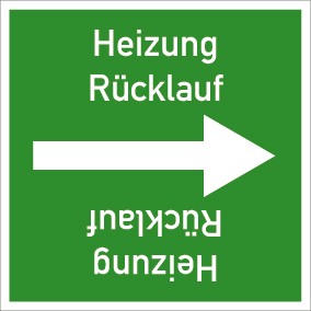 Rohrleitungskennzeichnung viereckig Heizung Rücklauf · ALU-SCHILD