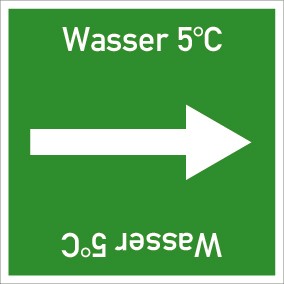 Rohrleitungskennzeichnung viereckig Wasser 5° C · ALU-SCHILD
