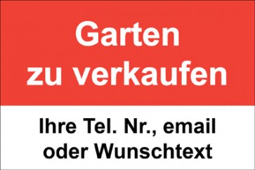 Schild | Plane "Garten zu verkaufen" · rot