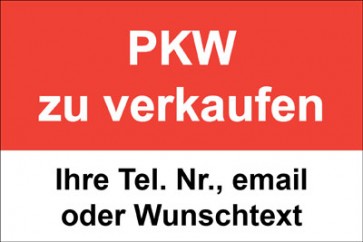 Schild | Plane "PKW zu verkaufen" · rot