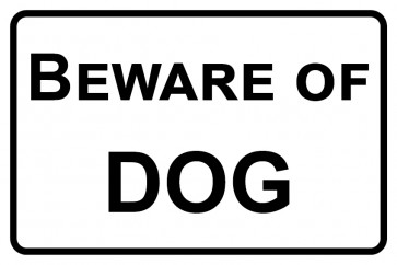 Schild Beware of Dog | weiß · selbstklebend
