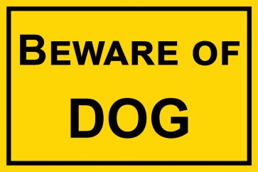 Aufkleber Beware of Dog · gelb | stark haftend