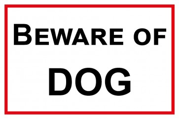 Schild Beware of Dog | weiß | rot