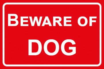 Schild Beware of Dog | rot
