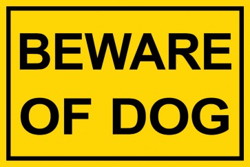 Schild Beware of Dog | gelb · selbstklebend