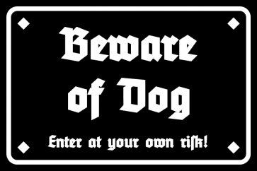Aufkleber Beware of Dog · schwarz | stark haftend