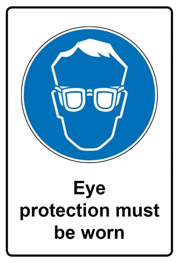 Aufkleber Gebotszeichen Piktogramm & Text englisch · Eye protection must be worn | stark haftend