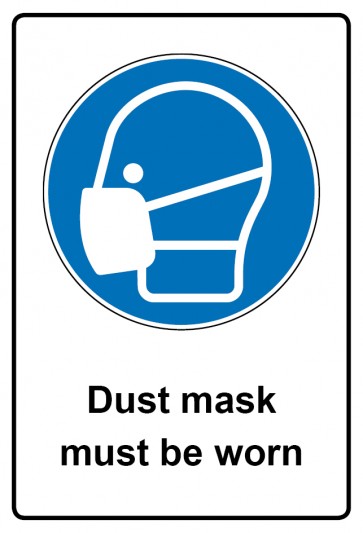 Schild Gebotzeichen Piktogramm & Text englisch · Dust mask must be worn | selbstklebend (Gebotsschild)