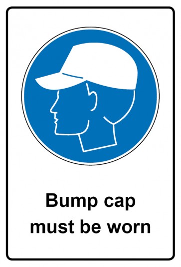 Aufkleber Gebotszeichen Piktogramm & Text englisch · Bump cap must be worn (Gebotsaufkleber)