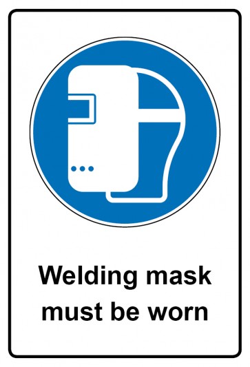 Magnetschild Gebotszeichen Piktogramm & Text englisch · Welding mask must be worn (Gebotsschild magnetisch · Magnetfolie)